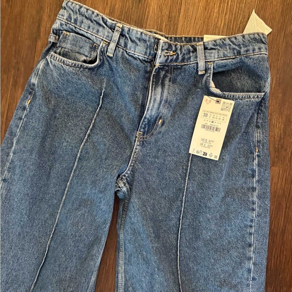 NWT Zara wide leg cropped jeans